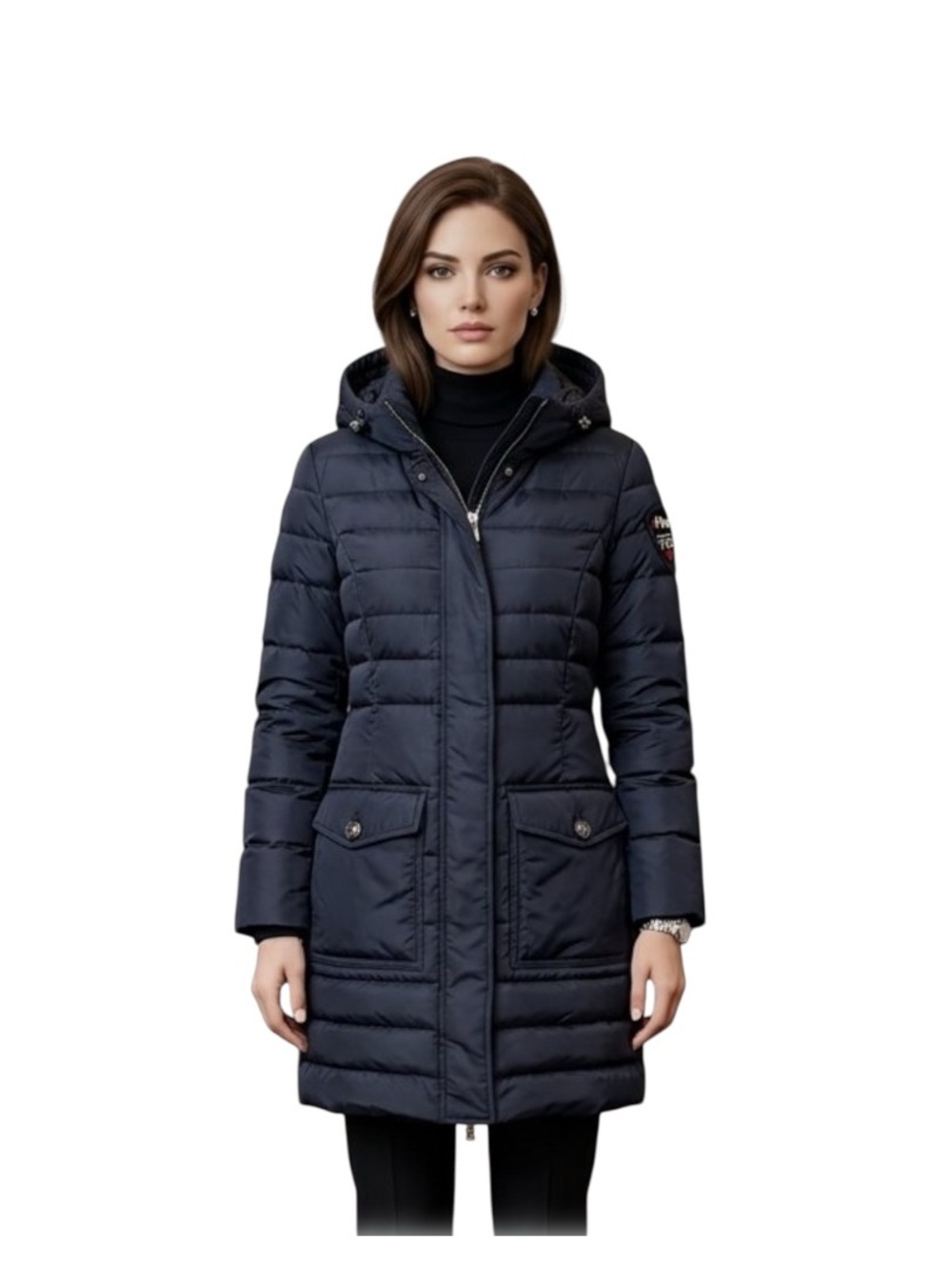 Pajar Black Down Fill Quilted Hooded Puffer Coat Sz M Warm Canadian Winter